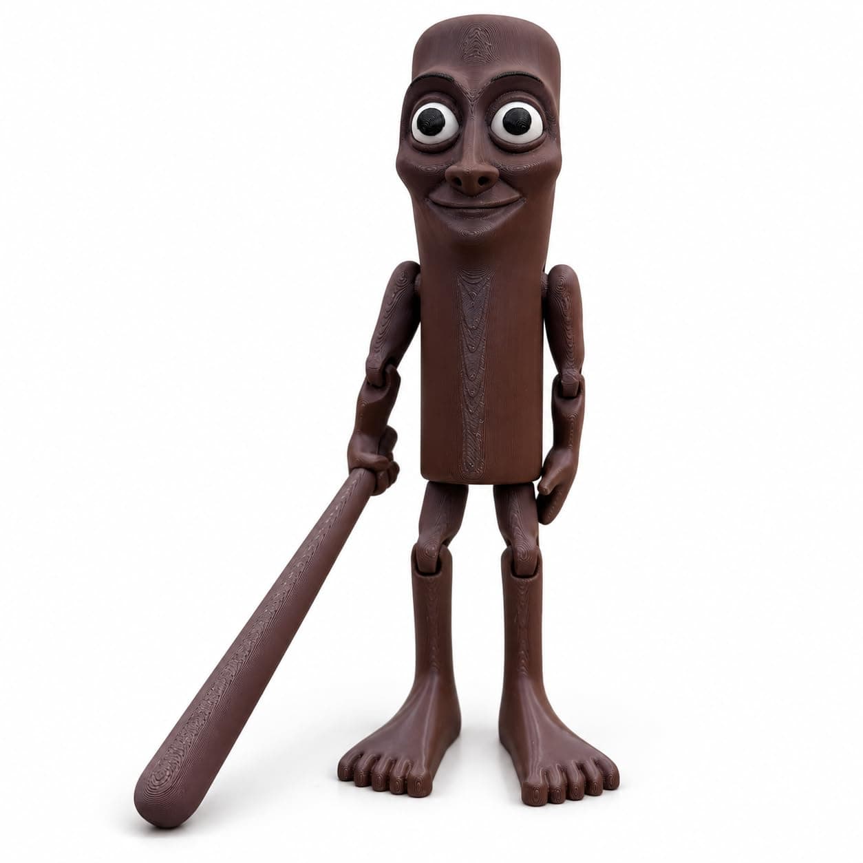 Tung Tung Tung Sahur Action Figure, 7 Inch 3D Printed Articulated Figurine with Bat